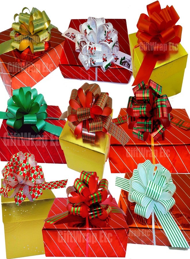 GiftWrap Etc. Christmas Gift Pull Bows - 5" Wide, Set of 9, Red, Green, Gold, Stripes, Swirls, Gift Bows, Christmas Presents, Birthday, Boxing Day, Hanukkah, Wreath, Swag, Christmas Tree, Fundraiser - Image 3